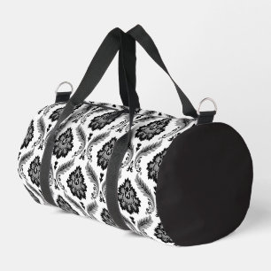 Rococo-Damaskmuster Grau Schwarz Weiß Duffle Bag