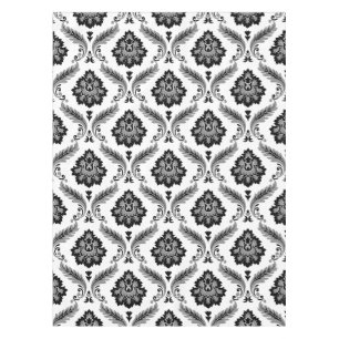 Rococo-Damaskmuster Grau Schwarz Weiß Tischdecke
