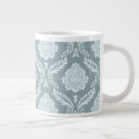 Rococo Damast großes Muster Enteneiblau+Türkis