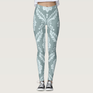 Rococo Damast großes Muster Enteneiblau+Türkis Leggings