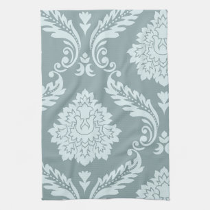 Rococo Damast Kunst I Enteneibl Blau+Türkis Geschirrtuch