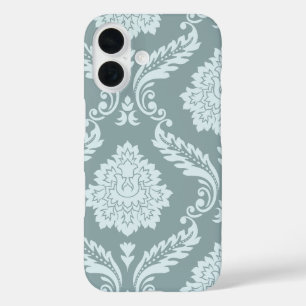 Rococo Damast Kunst I Enteneiblau+Türkis iPhone 16 Hülle