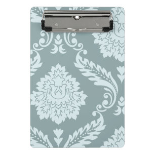 Rococo Damast Kunst I Enteneiblau + Türkis Mini Klemmbrett