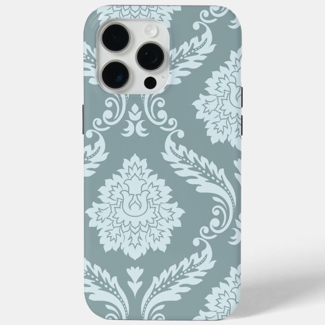 Rococo Damast Kunst I Enteneierblau+Türkis Case-Mate iPhone Hülle (Rückseite)