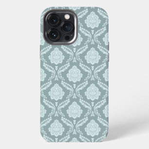 Rococo Damast-Wiederholungsmuster Entengrüne+Türki iPhone 13 Pro Max Hülle