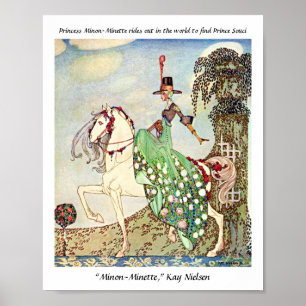 Rococo fairytale princess horseback riding poster