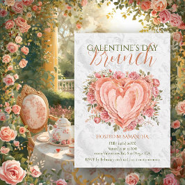 Rococo Floral Heart Galentine’s Brunch Garden Einladung