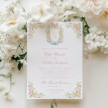 Rococo Floral Monogram Crest Wedding