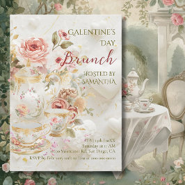 Rococo Floral Tea Galentine Brunch Soft Pastels Einladung