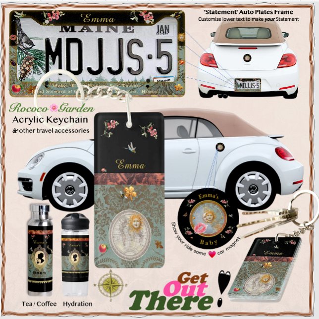 Rococo Garden Acrylic Keychain Schlüsselanhänger (Girly style for women on the go!  Whether she's off to class, spring break, vacation, or the office!)