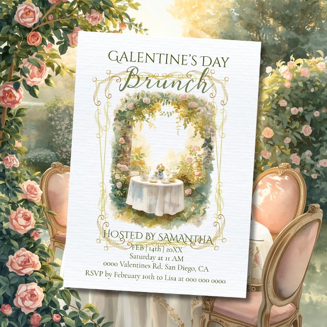 Rococo Garden Frame Galentine Brunch Soft Florals Einladung (Von Creator hochgeladen)