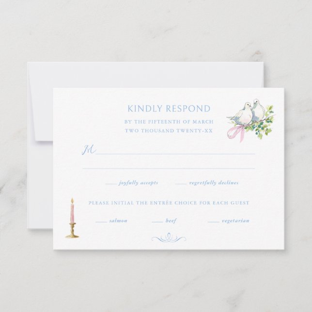 Rococo Hand Painted Wedding RSVP Karte (Vorderseite)