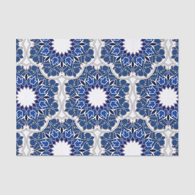 Rococo Indigo Schön Seidenpapier (Vorderseite)