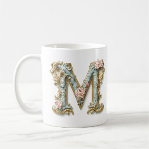 Rococo-Monogramm-'M'-Tasse für eine Kaffeeprinzess Kaffeetasse