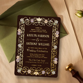 Rococo Revival Elegant Vintage Floral Wedding Folieneinladung