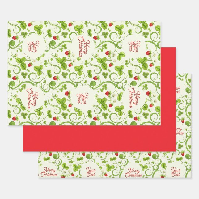 Rococo Revival Wild Strawberry & Clover Custom Geschenkpapier Set (Set)