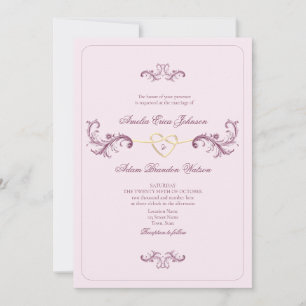 Rococo Vintage Rosa Hochzeit Einladung