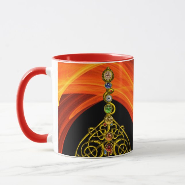 ROD ASCLEPIUS,7 CHAKRAS,YOGA HOLISTISCH Orange Tasse (Links)