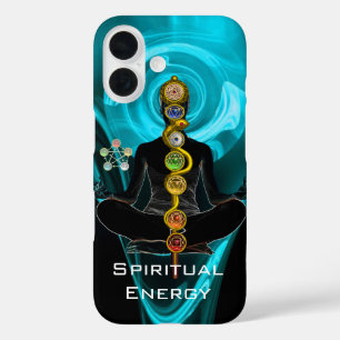 ROD ASCLEPIUS,7 CHAKRAS YOGA LOTUS POSE Blau iPhone 16 Hülle