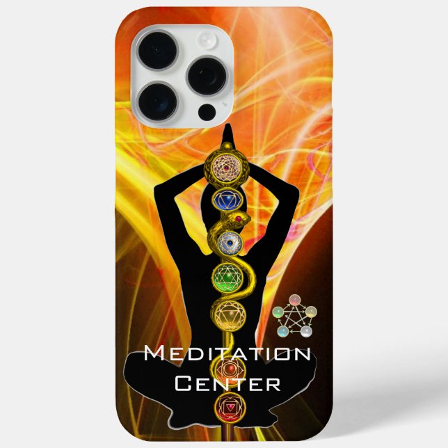 ROD ASCLEPIUS,7 CHAKRAS YOGA LOTUS POSE Gelb Case-Mate iPhone Hülle (Rückseite)