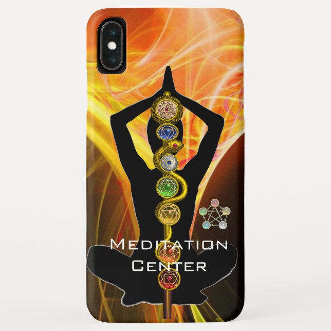 ROD ASCLEPIUS,7 CHAKRAS YOGA LOTUS POSE Gelb Case-Mate iPhone Hülle (Rückseite)