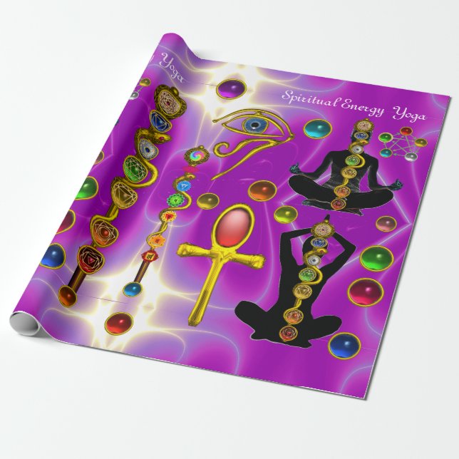 ROD ASCLEPIUS,7 CHAKRAS YOGA LOTUS POSE,Horus Auge Geschenkpapier (Ungerollt)