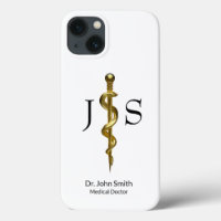 Rod of Asclepius Medical Classy Gold auf Weiß