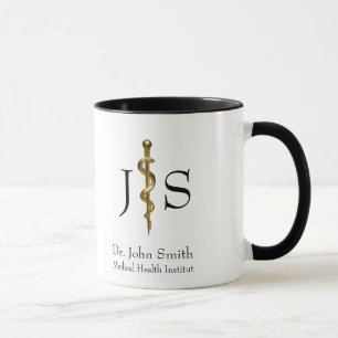 Rod of Asclepius Medical Classy Gold auf Weiß Tasse