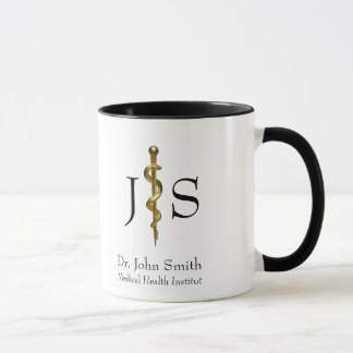 Rod of Asclepius Medical Classy Gold auf Weiß Tasse