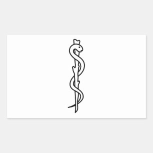 Rod von Asclepius [medizinisches Symbol] Rechteckiger Aufkleber