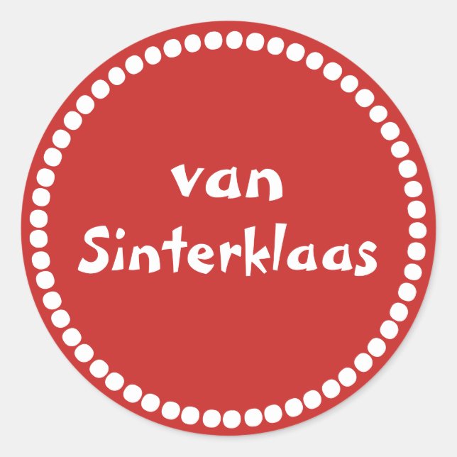 Rode cadeau sticker tekst van Sinterklaas (Vorderseite)