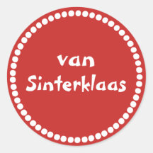 Rode cadeau sticker tekst van Sinterklaas
