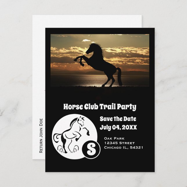 Rodelbahn Party Monogram Foto Einladungspostkarte (Vorne/Hinten)