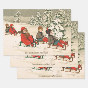 Rodeln Geschenkpapier Set