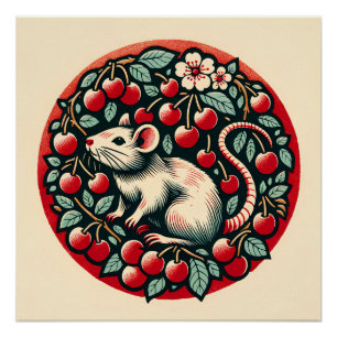 Rodent Fruchtkirsche Rat Art Rats Kirschen Poster