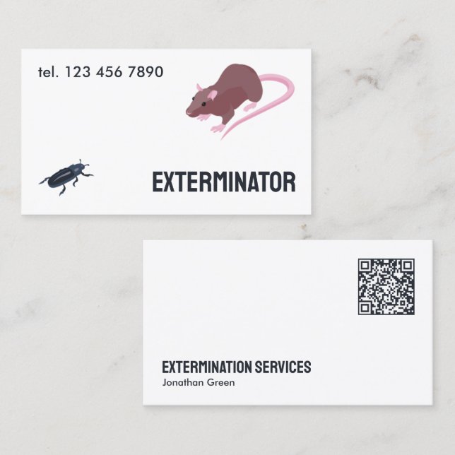 Rodent Pest Exterminator QR Visitenkarte (Vorne/Hinten)