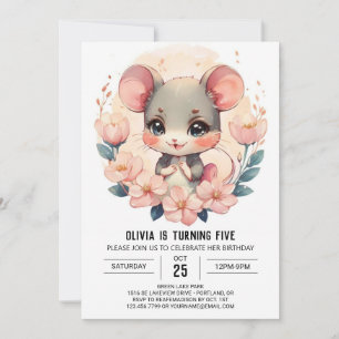 Rodent Printable Mouse Birthday Einladung