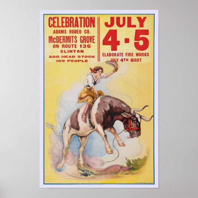 Rodeo, 4. Juli 1930. Vintage Werbung Poster (Vorne)