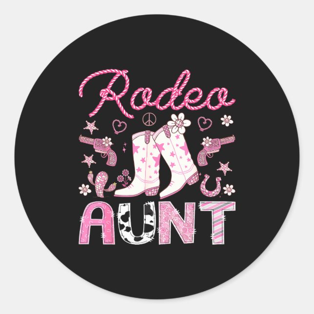 Rodeo Aunt Nk Cowgirl Western Coquette Birthday Gi Runder Aufkleber (Vorderseite)