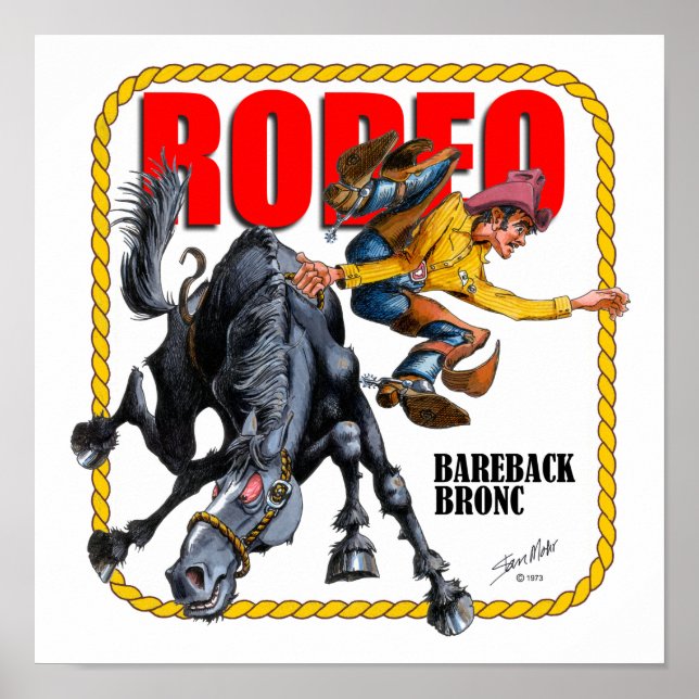 Rodeo Bareback Bronc Rider Poster (Vorne)