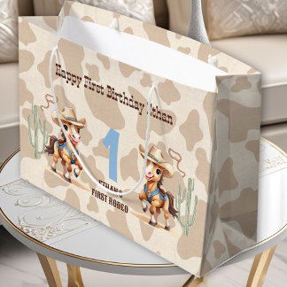 Rodeo Beige Cowboy Horse Western Name 1b Geburtsta Große Geschenktüte