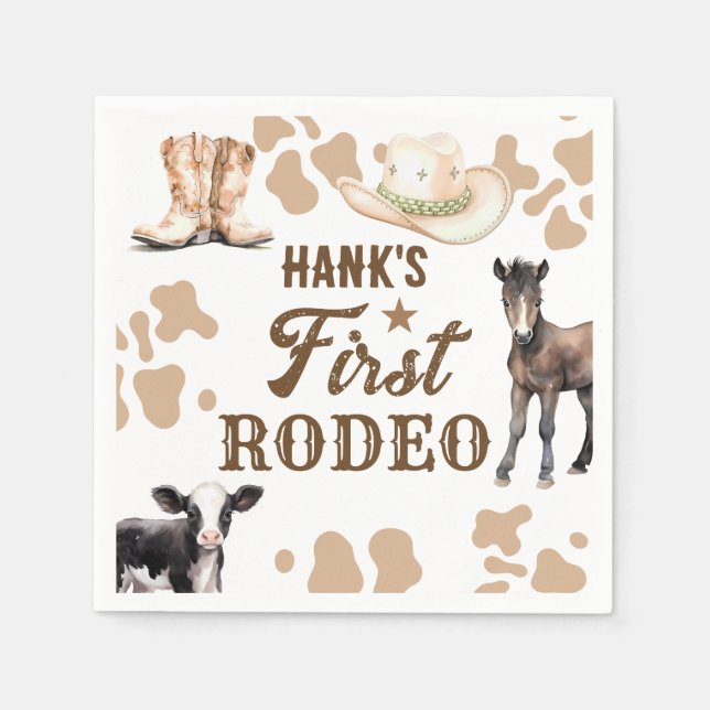 Rodeo Birthday Boy Western Paper Napkin Serviette (Vorderseite)