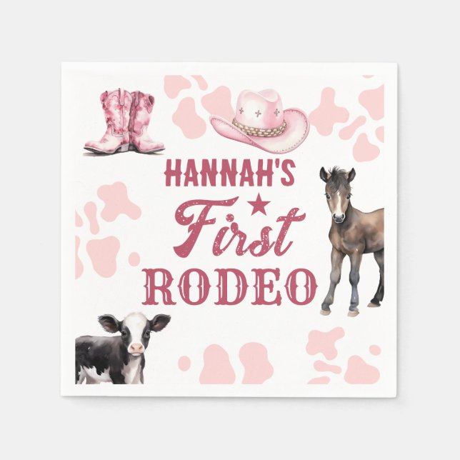 Rodeo Birthday Pink Western Paper Napkin Serviette (Vorderseite)