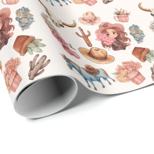 Rodeo Birthday themo Party Wildwest Western Geschenkpapier