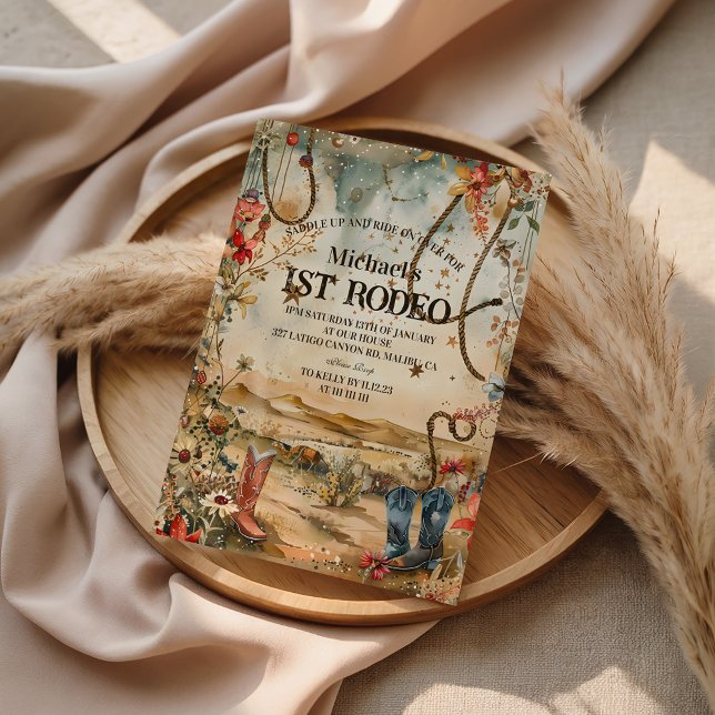 Rodeo Boots & Cactus 1st Birthday Einladung (Von Creator hochgeladen)
