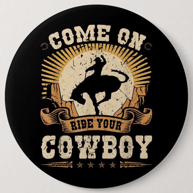 Rodeo Bronc Reiten Dein Cowboy Buckpferd Button (Vorderseite)
