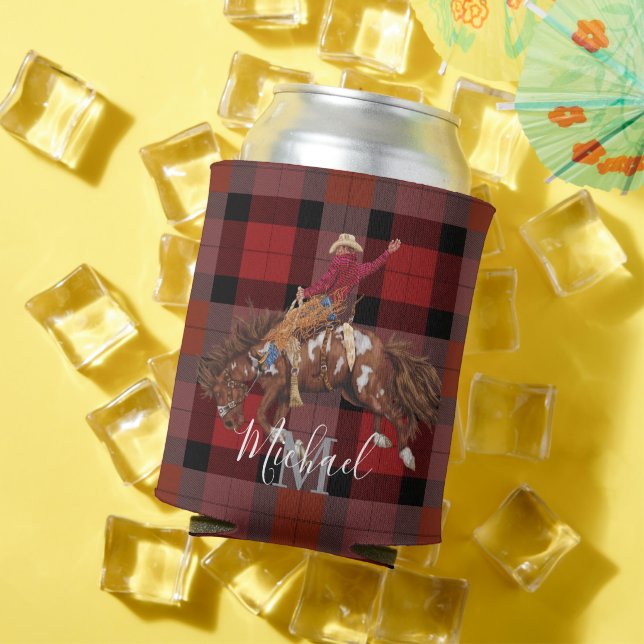 Rodeo Bronco Busting Cowboy on Kariert Dosenkühler (In Situ Sommer)