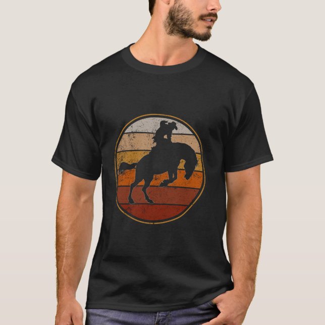 Rodeo Bucking Bronco Pferd Retro Stil Cowboy Men T-Shirt (Vorderseite)