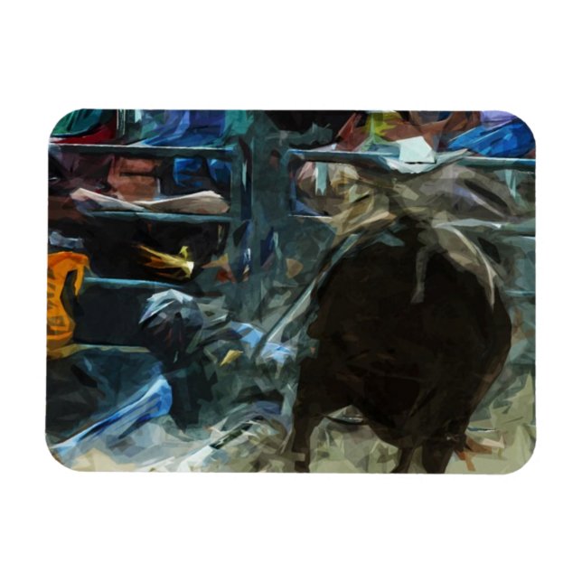 Rodeo Bull Ride - Abstrakter Impressionismus Magnet (Horizontal)