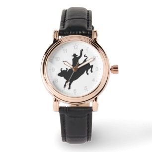 Rodeo Bull Ride Silhouette Armbanduhr